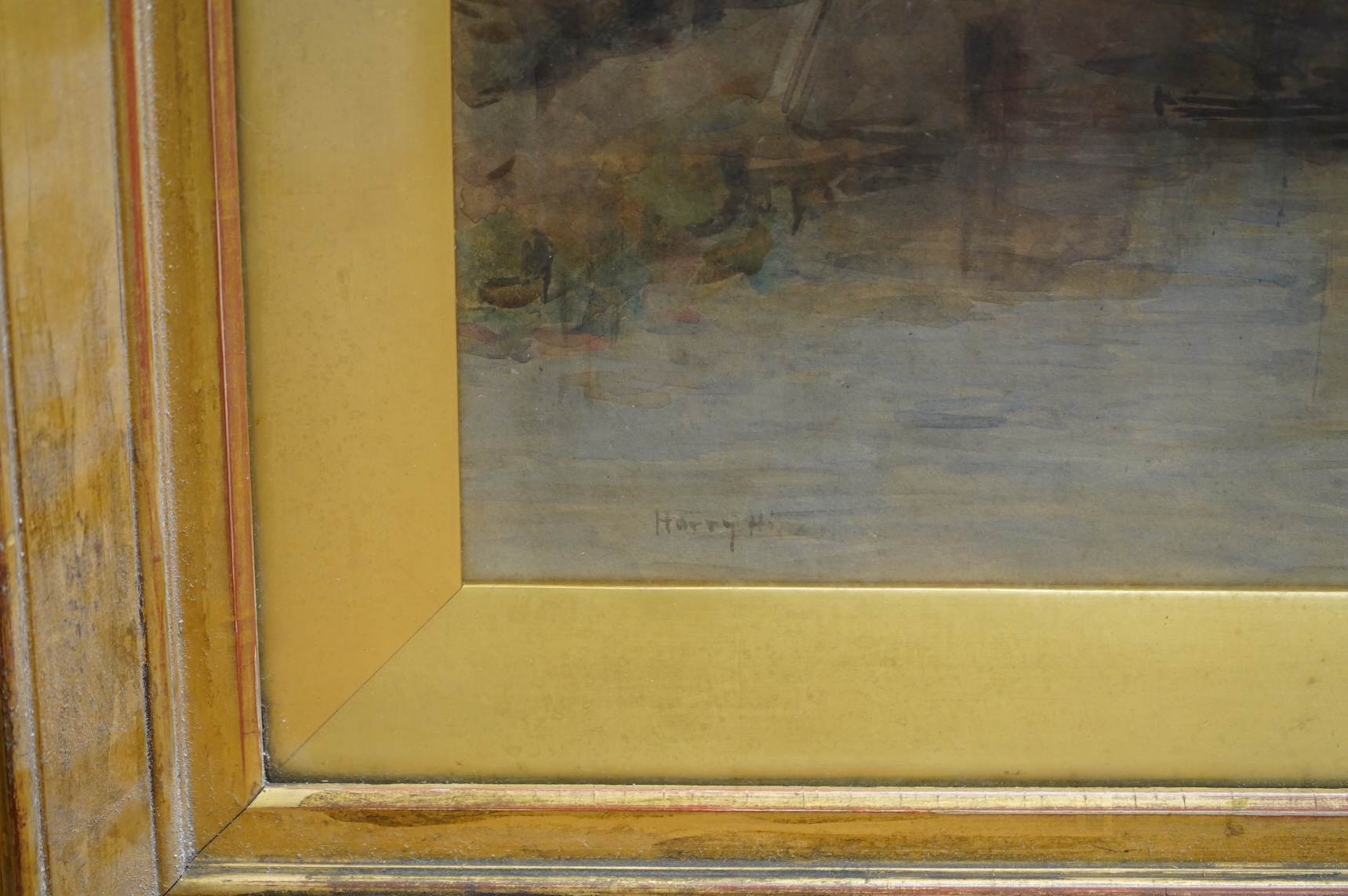 Harry (Henry William’ Hine (1845-1941), Windsor Castle from the river, signed, watercolour, 36 x 55cm, gilt frame